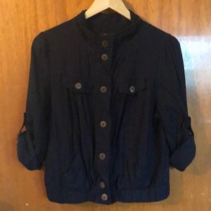 Blue fabric mid arm jacket